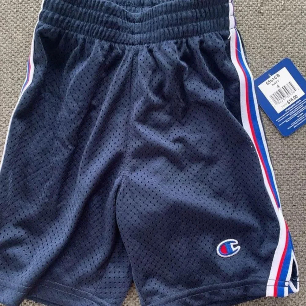 NWT Size 4 champion boys athletic shorts navy with logo